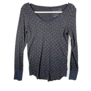 We the Free Thermal Knit Charcoal Gray White Spotted Top Womens Size Medium